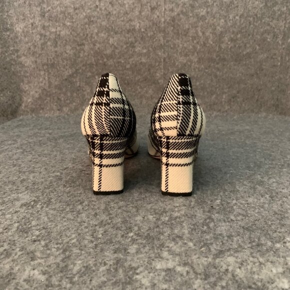 Marc Fisher Women’s Black and Off White Plaid Chunky Heel Pointed Toe Shoes - Picture 9 of 13
